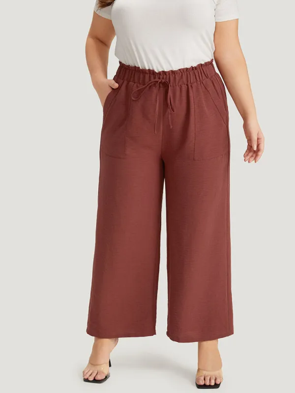 Solid Paperbag Waist Pocket Ties Pants sold by Bloomchic
