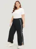 Contrast Pocket Seam Detail Split Hem Sweatpants sold by Bloomchic