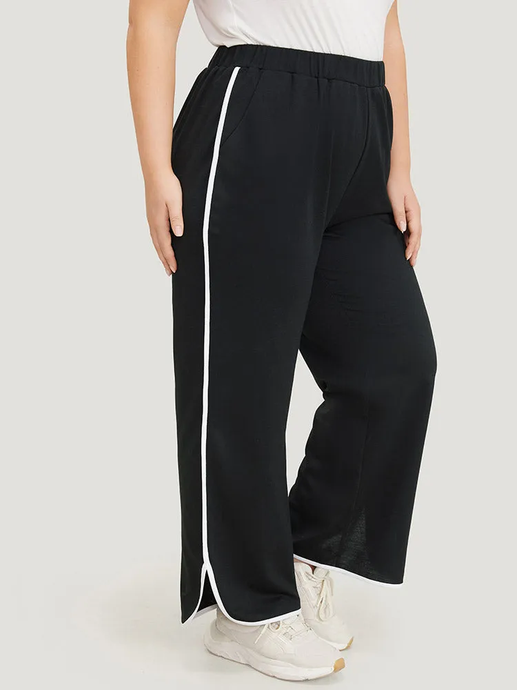 Contrast Pocket Seam Detail Split Hem Sweatpants sold by Bloomchic