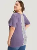 Plain Contrast Lace Heather T-shirt sold by Bloomchic