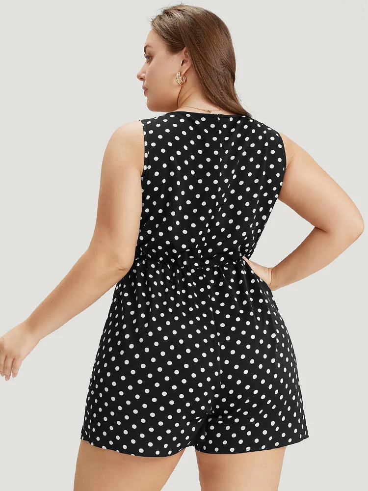 Polka Dot Elastic Waist Pocket Tank Romper sold by Bloomchic product image thumbnail 4