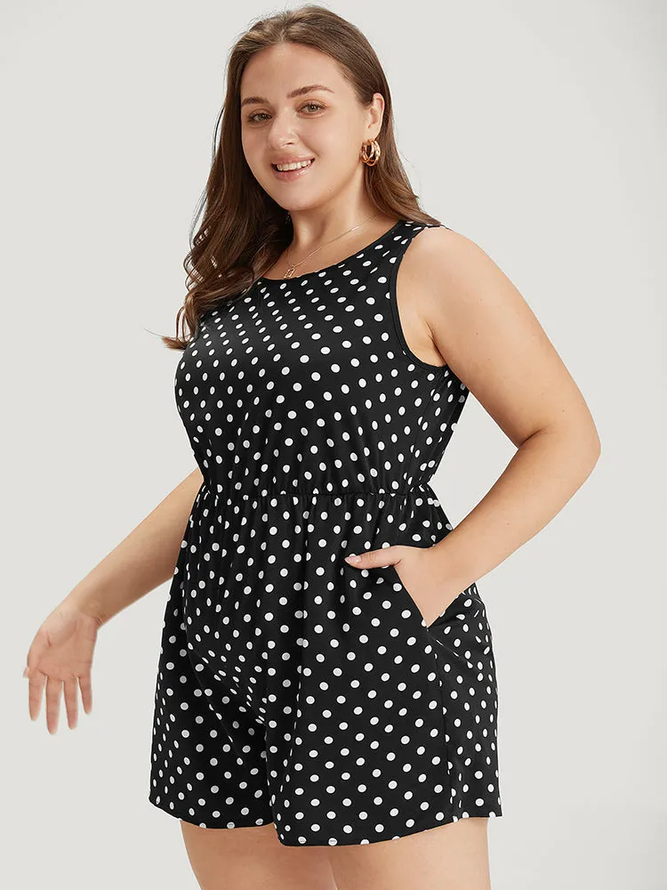 Polka Dot Elastic Waist Pocket Tank Romper sold by Bloomchic product image thumbnail 5