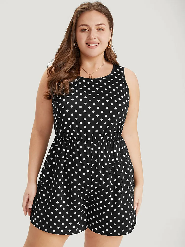 Polka Dot Elastic Waist Pocket Tank Romper sold by Bloomchic product image thumbnail 2