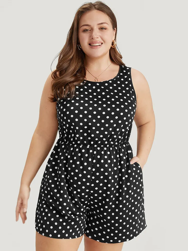 Polka Dot Elastic Waist Pocket Tank Romper sold by Bloomchic product image thumbnail 3