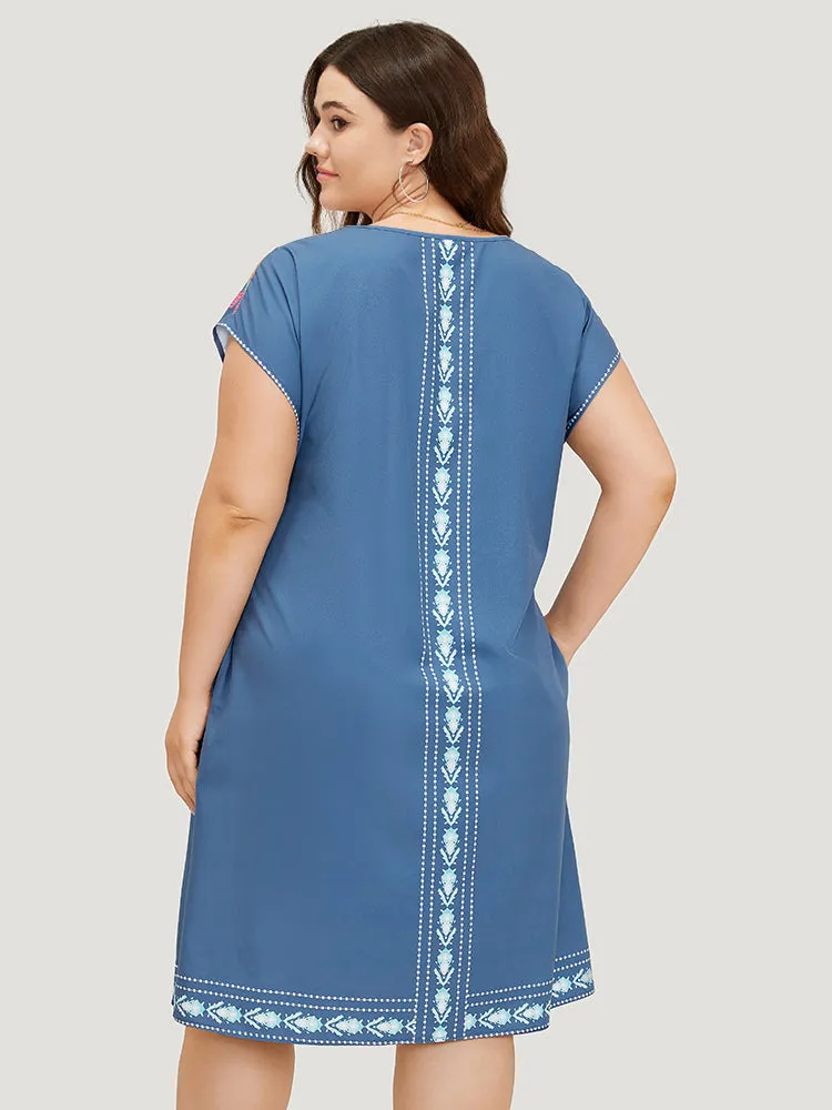 Boho Print Pocket Dolman Sleeve Dress sold by Bloomchic product image thumbnail 5