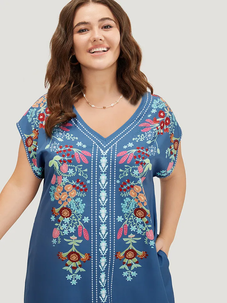 Boho Print Pocket Dolman Sleeve Dress sold by Bloomchic product image thumbnail 4