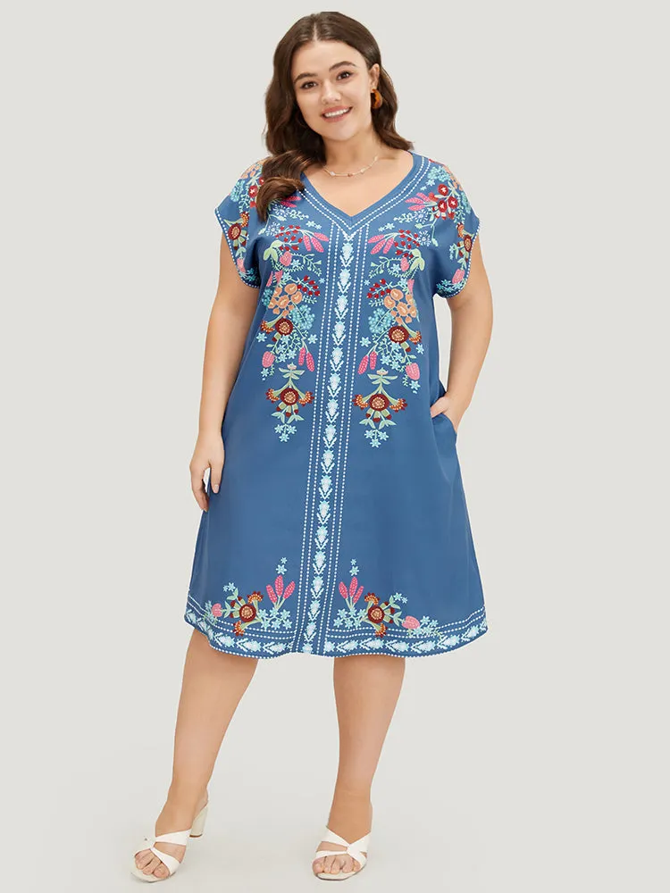 Boho Print Pocket Dolman Sleeve Dress sold by Bloomchic