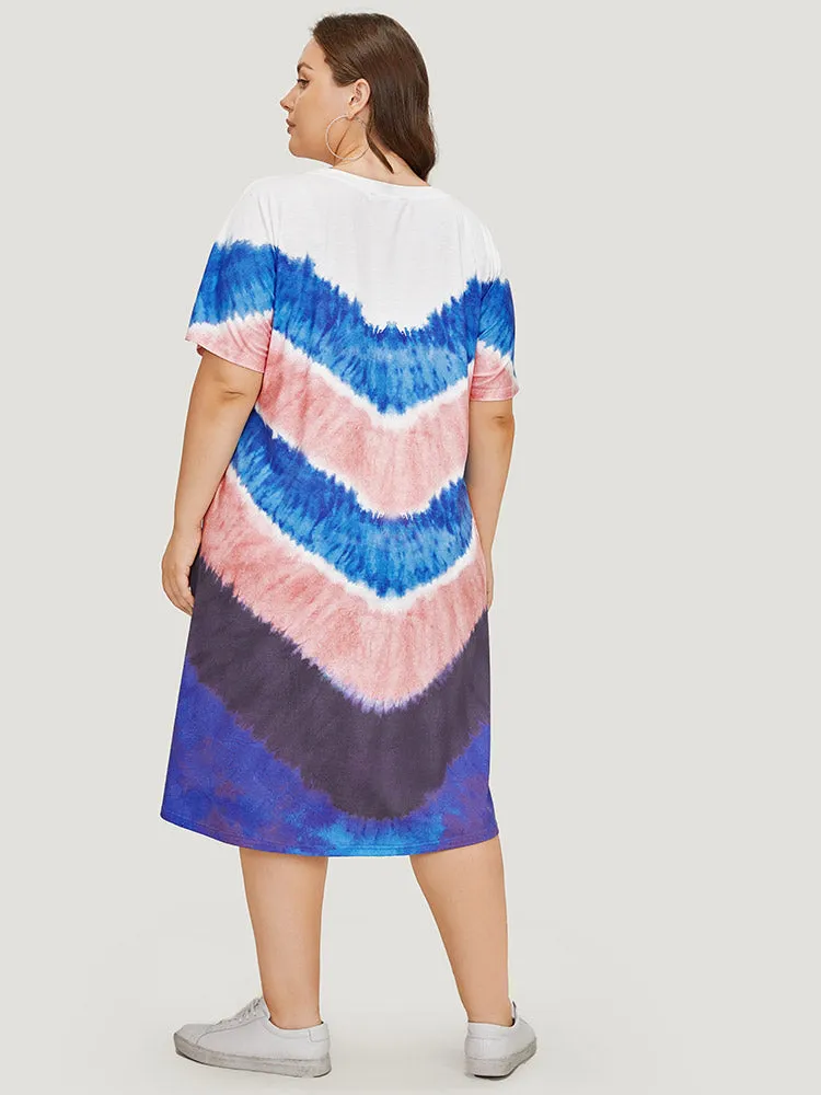 Geometric Contrast Pocket Tie Dye Midi Dress sold by Bloomchic product image thumbnail 4