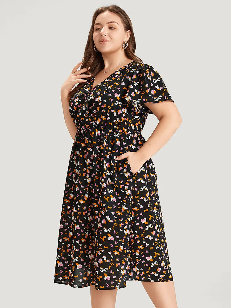 Colour Leopard Print Wrap Elastic Waist Ruffle Hem Dress sold by Bloomchic product image thumbnail 3