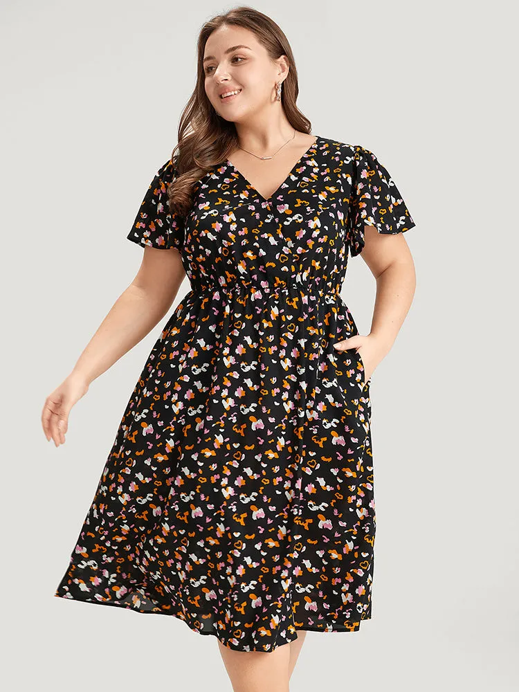 Colour Leopard Print Wrap Elastic Waist Ruffle Hem Dress sold by Bloomchic product image thumbnail 4