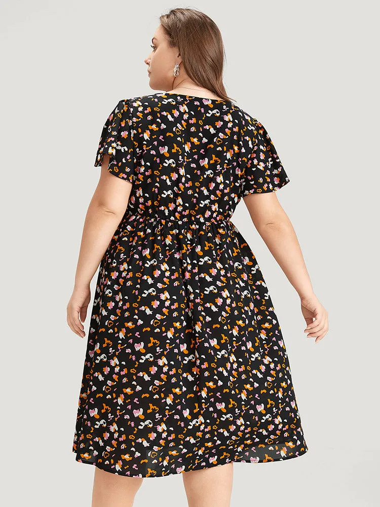 Colour Leopard Print Wrap Elastic Waist Ruffle Hem Dress sold by Bloomchic product image thumbnail 5