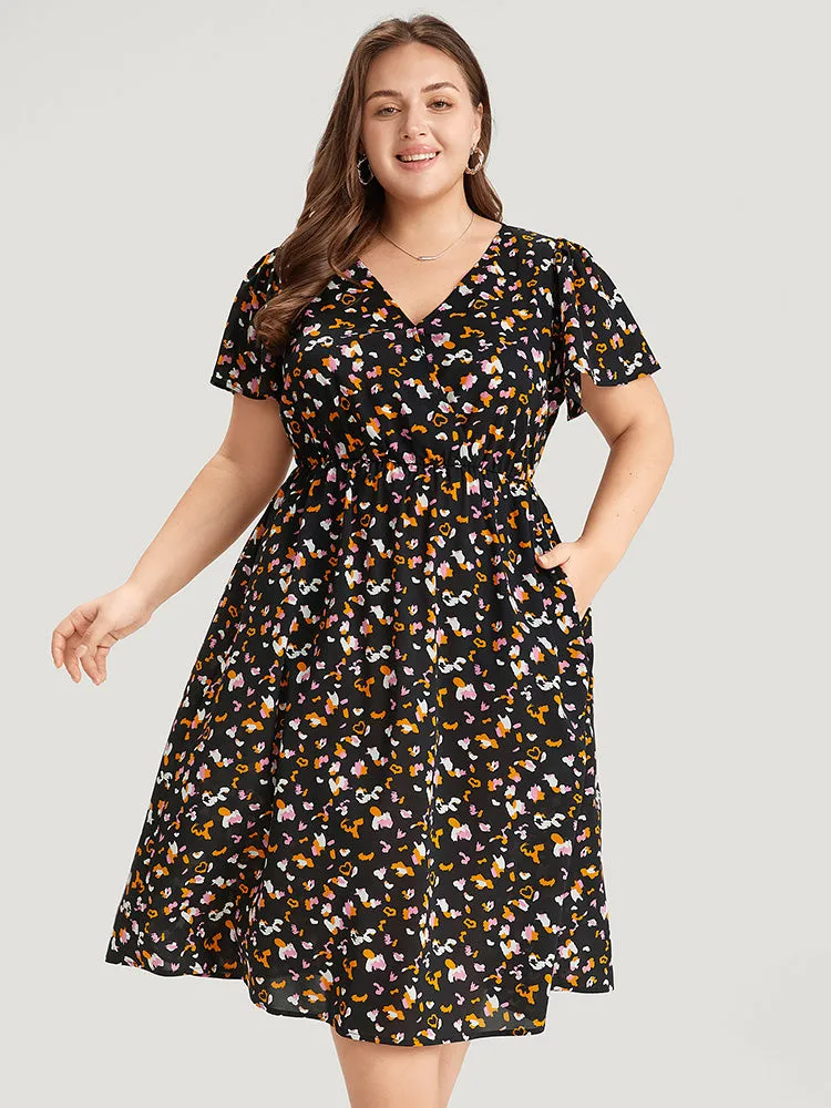 Colour Leopard Print Wrap Elastic Waist Ruffle Hem Dress sold by Bloomchic product image thumbnail 2