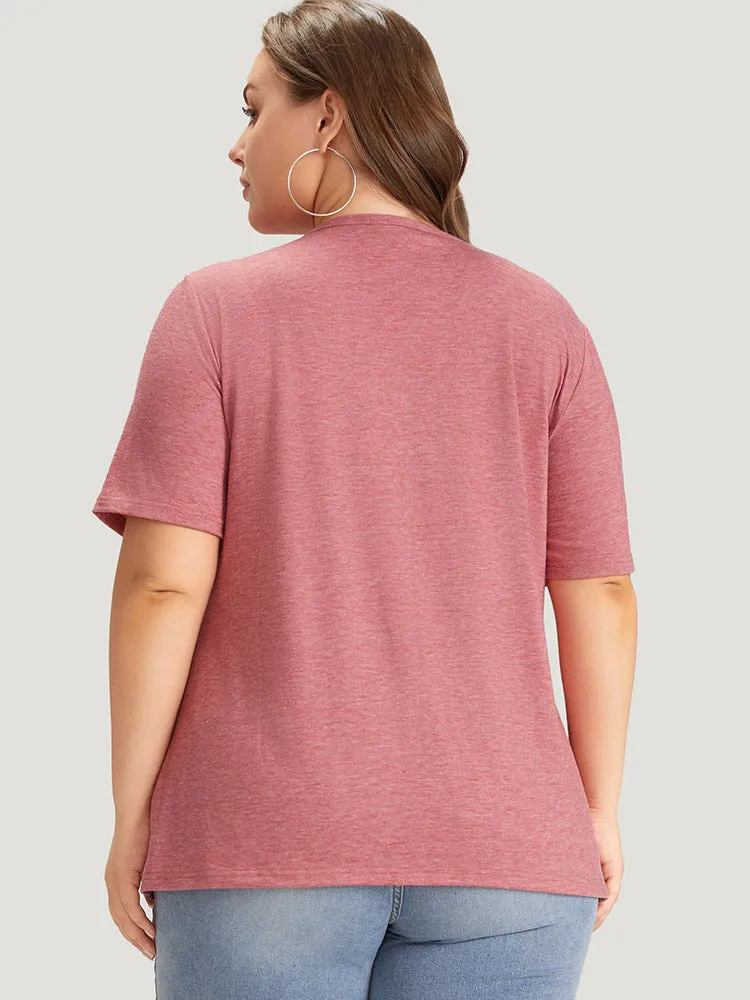 Guitar & Letter Print Heather Crisscross Neck Graphic T-shirt sold by Bloomchic product image thumbnail 2