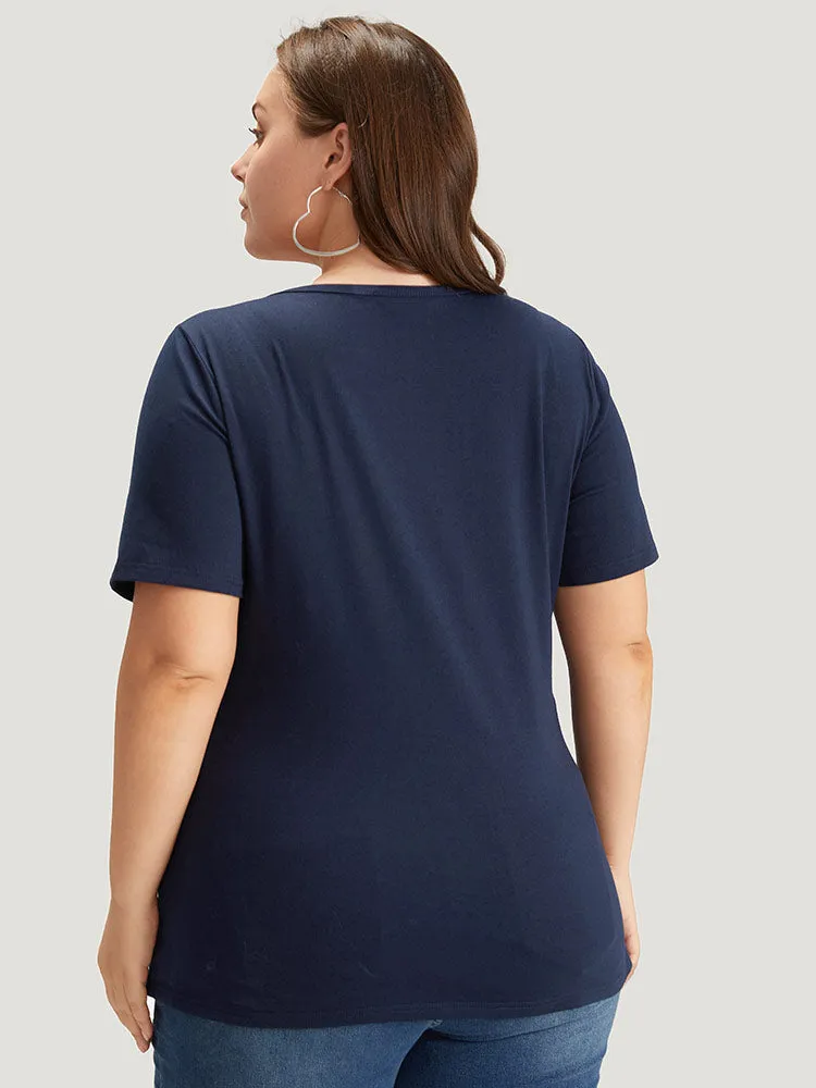 Solid Wrap Lace Up Side Asymmetrical Hem T-shirt sold by Bloomchic product image thumbnail 2