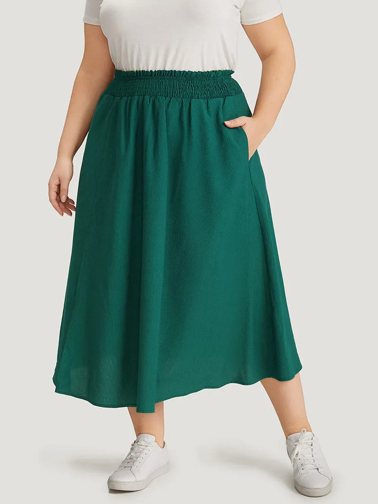 Plain Pocket Shirred Split Side Flutter Skirt sold by Bloomchic product image thumbnail 2