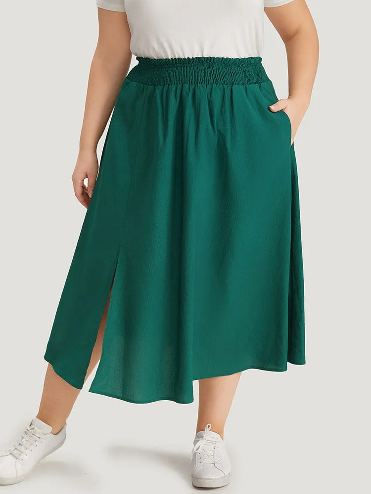 Plain Pocket Shirred Split Side Flutter Skirt sold by Bloomchic product image thumbnail 3