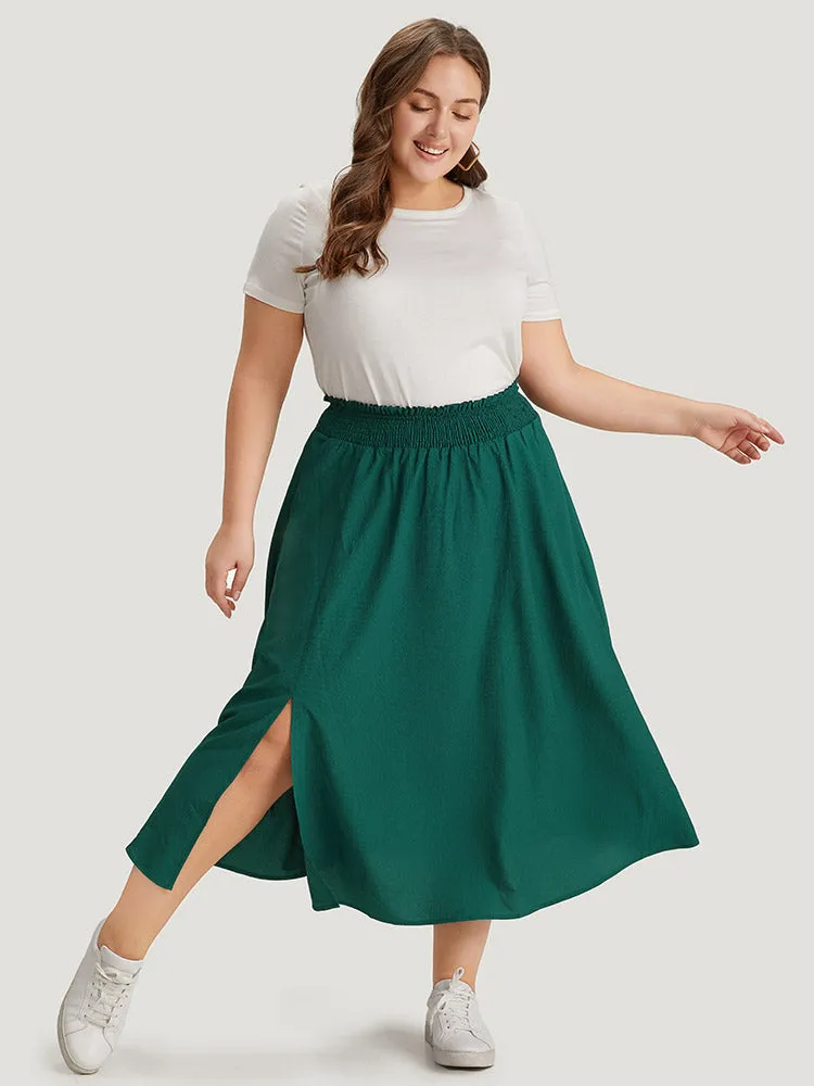Plain Pocket Shirred Split Side Flutter Skirt sold by Bloomchic product image thumbnail 4