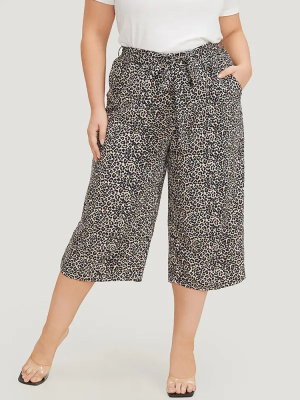 Leopard Print Pocket Belted Loose Pants sold by Bloomchic
