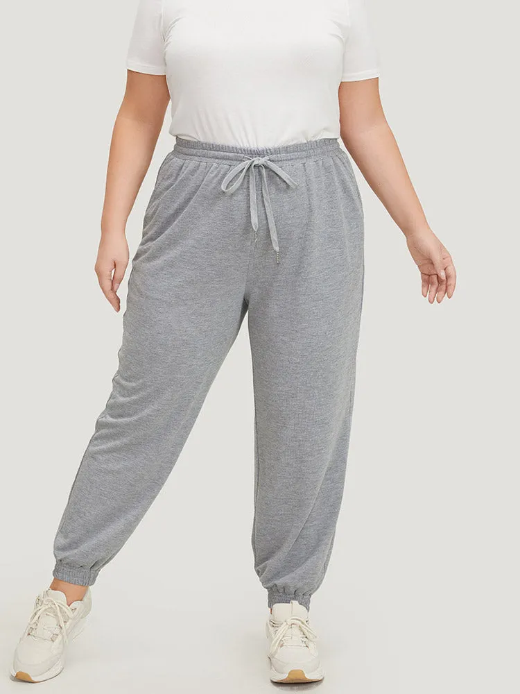 Plain Drawstring Slant Pocket Sweatpants sold by Bloomchic