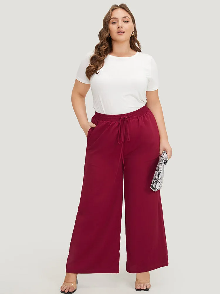 Solid Pocket Drawstring Wide Leg Pants sold by Bloomchic product image thumbnail 4