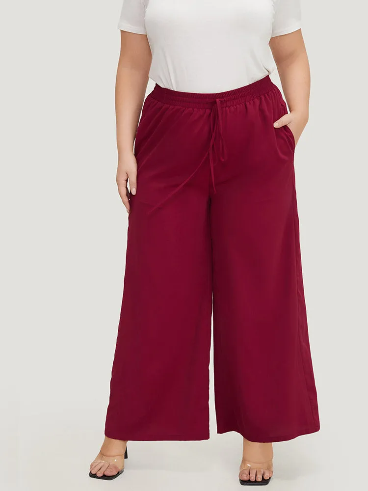 Solid Pocket Drawstring Wide Leg Pants sold by Bloomchic product image thumbnail 5