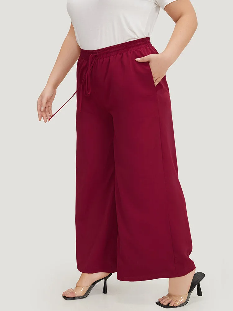 Solid Pocket Drawstring Wide Leg Pants sold by Bloomchic product image thumbnail 3
