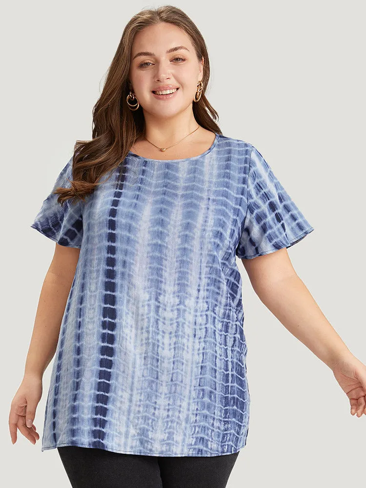 Tie Dye Ruffle Sleeve Crew Neck Blouse sold by Bloomchic product image thumbnail 5