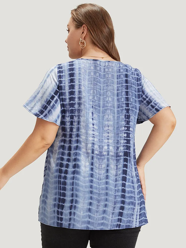 Tie Dye Ruffle Sleeve Crew Neck Blouse sold by Bloomchic product image thumbnail 2