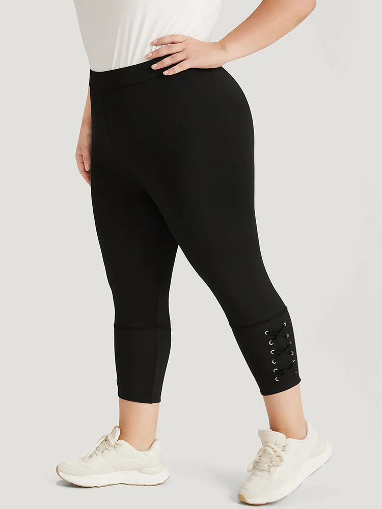 Plain Crisscross Hem Elastic Waist Skinny Leggings sold by Bloomchic product image thumbnail 3