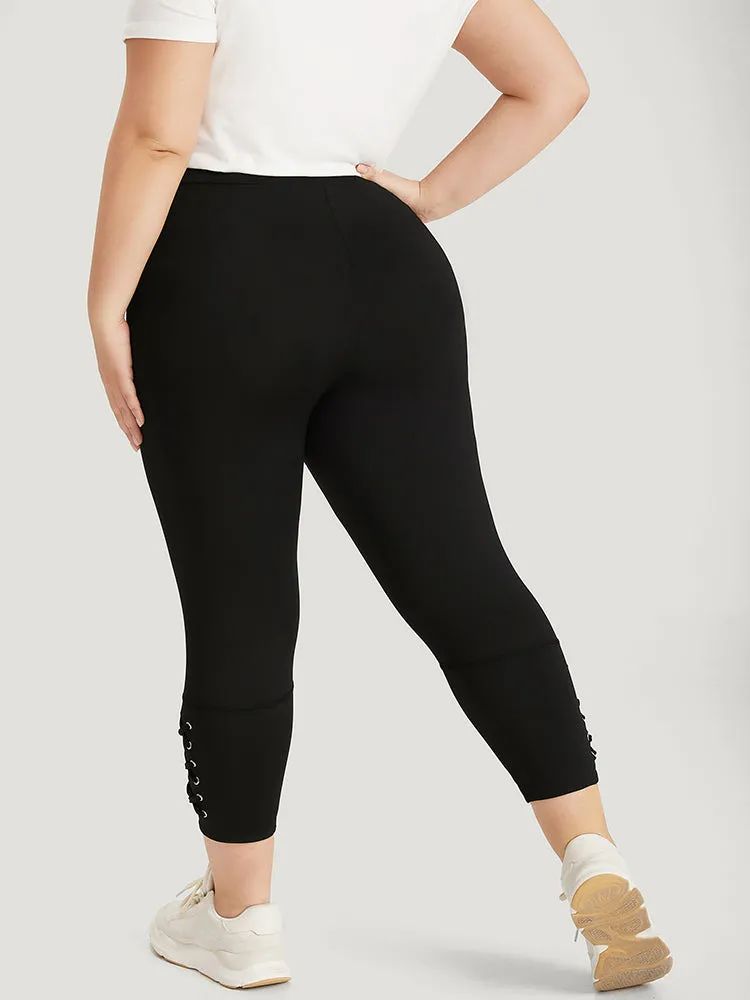 Plain Crisscross Hem Elastic Waist Skinny Leggings sold by Bloomchic product image thumbnail 4