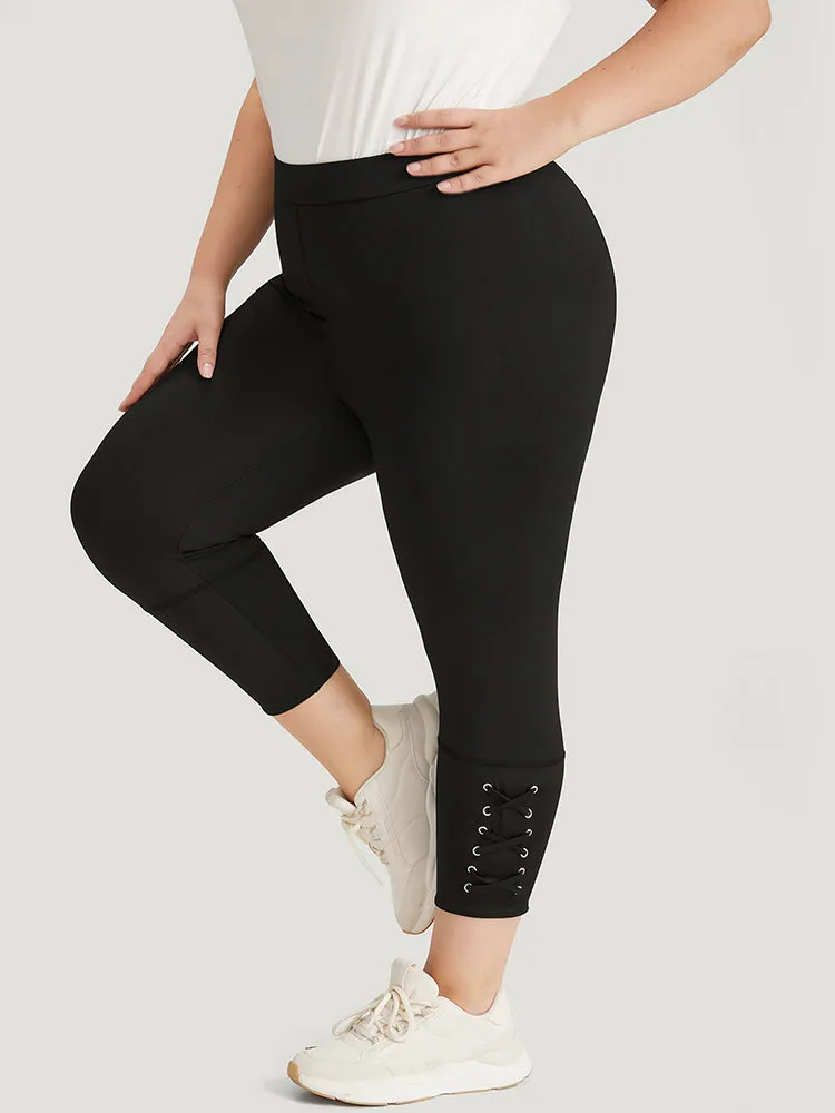 Plain Crisscross Hem Elastic Waist Skinny Leggings sold by Bloomchic product image thumbnail 2