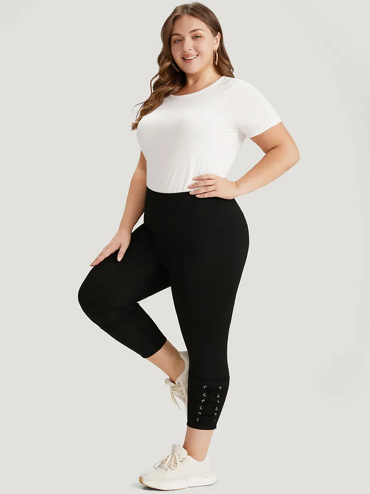 Plain Crisscross Hem Elastic Waist Skinny Leggings sold by Bloomchic product image thumbnail 5