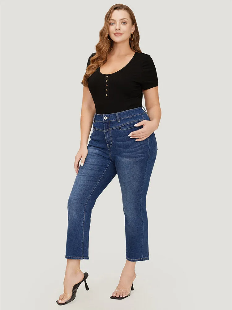 Bootcut Very Stretchy High Rise Contrast Stitch Detail Jeans sold by Bloomchic product image thumbnail 4