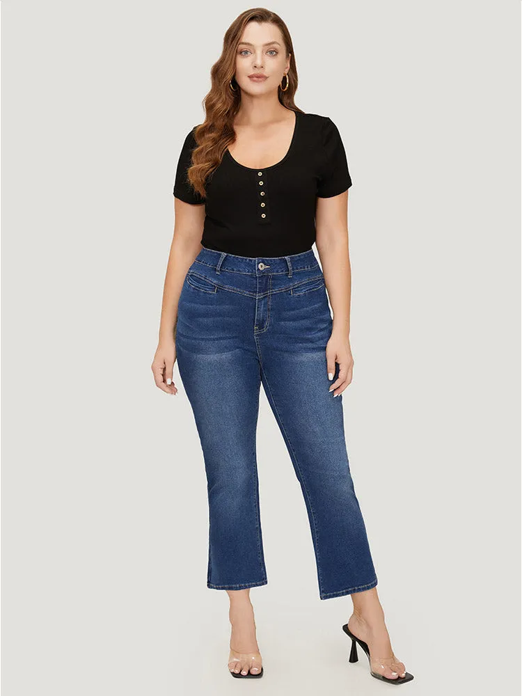 Bootcut Very Stretchy High Rise Contrast Stitch Detail Jeans sold by Bloomchic