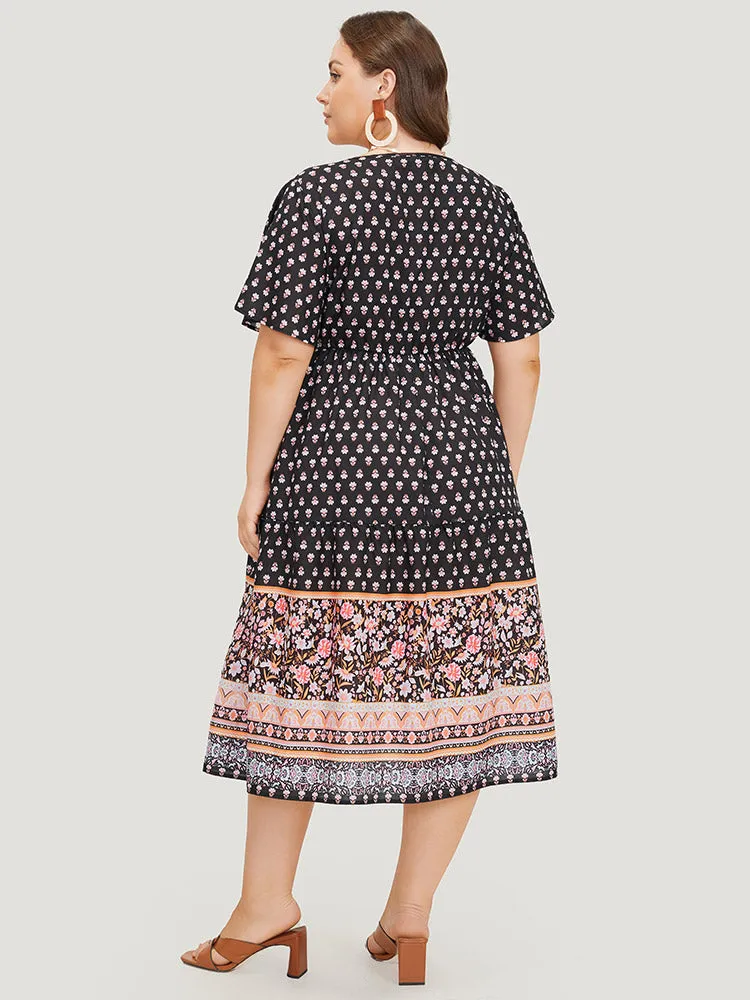 Boho Print Contrast Gathered Pocket Ruffles Dress sold by Bloomchic product image thumbnail 5