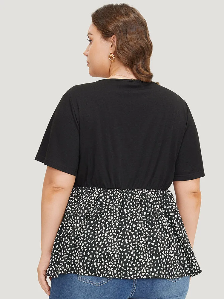 Leopard Patchwork Twist Ruffle Sleeve Blouse sold by Bloomchic product image thumbnail 3