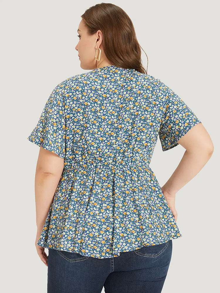 Ditsy Floral Knot V Neck Blouse sold by Bloomchic product image thumbnail 4