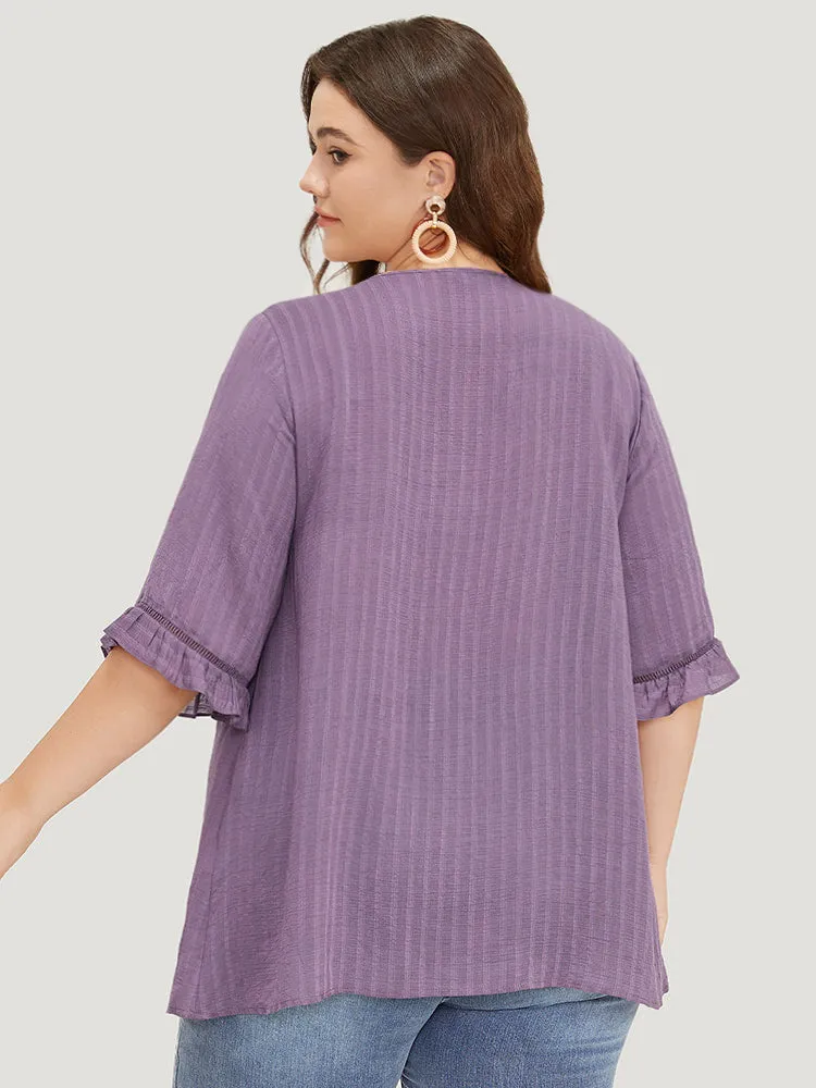 Plain Ruffle Trim Cut Out Blouse sold by Bloomchic product image thumbnail 5