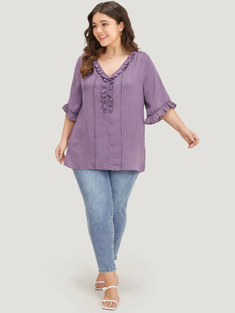 Plain Ruffle Trim Cut Out Blouse sold by Bloomchic product image thumbnail 3