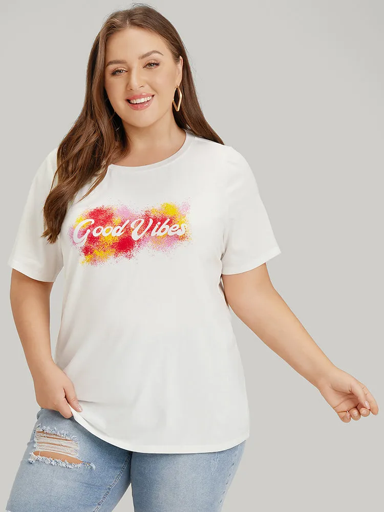 Positive Slogans Print Contrast Graphic T-shirt sold by Bloomchic product image thumbnail 5