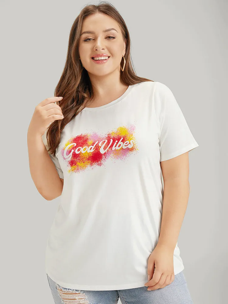 Positive Slogans Print Contrast Graphic T-shirt sold by Bloomchic product image thumbnail 2