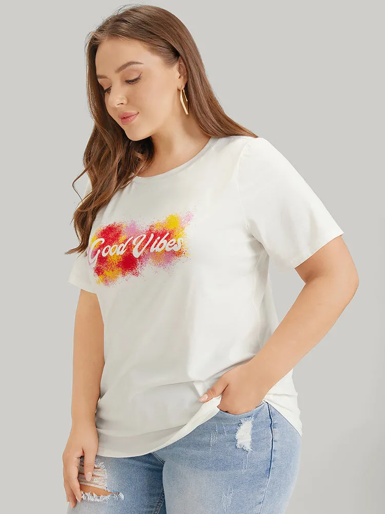 Positive Slogans Print Contrast Graphic T-shirt sold by Bloomchic product image thumbnail 3