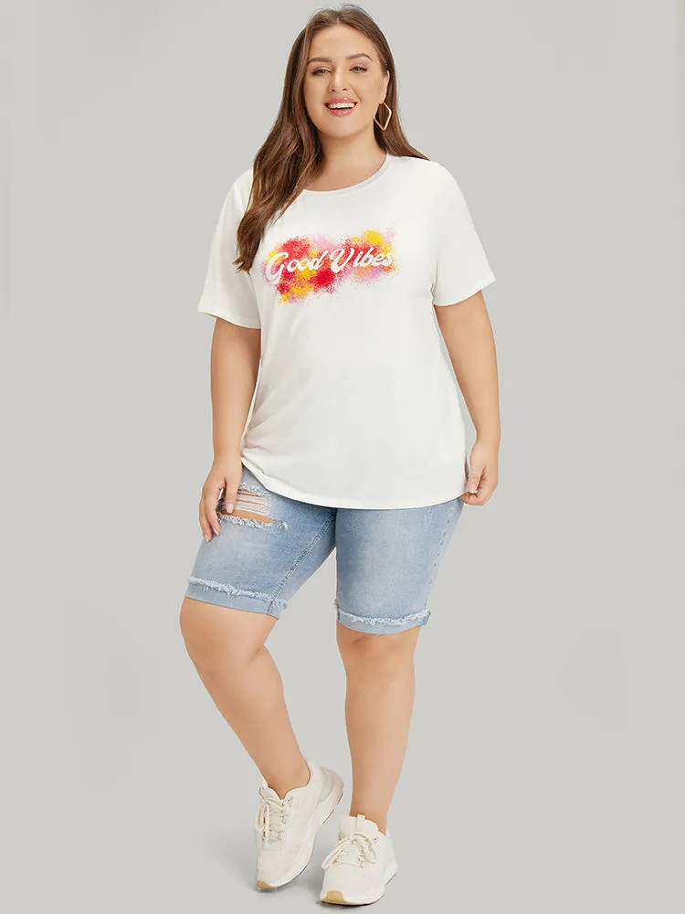 Positive Slogans Print Contrast Graphic T-shirt sold by Bloomchic product image thumbnail 4