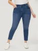 Very Stretchy High Rise Medium Wash Patched Patchwork Jeans sold by Bloomchic