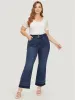 Flare Leg Very Stretchy Dark Wash Contrast Patchwork Jeans sold by Bloomchic