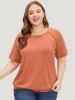 Plain Raglan Sleeve Vintage Stitch Trim T-shirt sold by Bloomchic