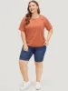 Plain Raglan Sleeve Vintage Stitch Trim T-shirt sold by Bloomchic