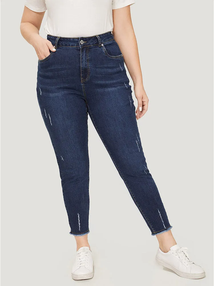 Straight Leg Very Stretchy Raw Hem Jeans sold by Bloomchic product image thumbnail 2