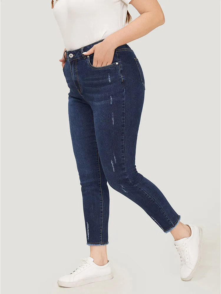 Straight Leg Very Stretchy Raw Hem Jeans sold by Bloomchic product image thumbnail 3