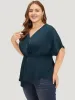 Plain Twist Front Dolman Sleeve Asymmetrical Hem Blouse sold by Bloomchic